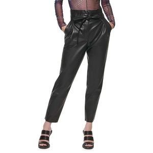 Vegan leather paperbag pants